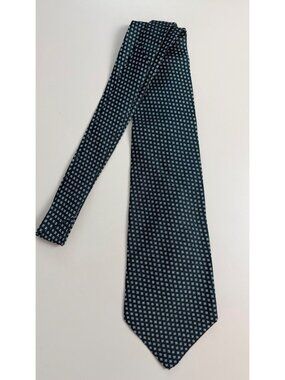 Polo By Ralph Lauren Green Micro Geometric Print Pattern Silk Tie Made in USA